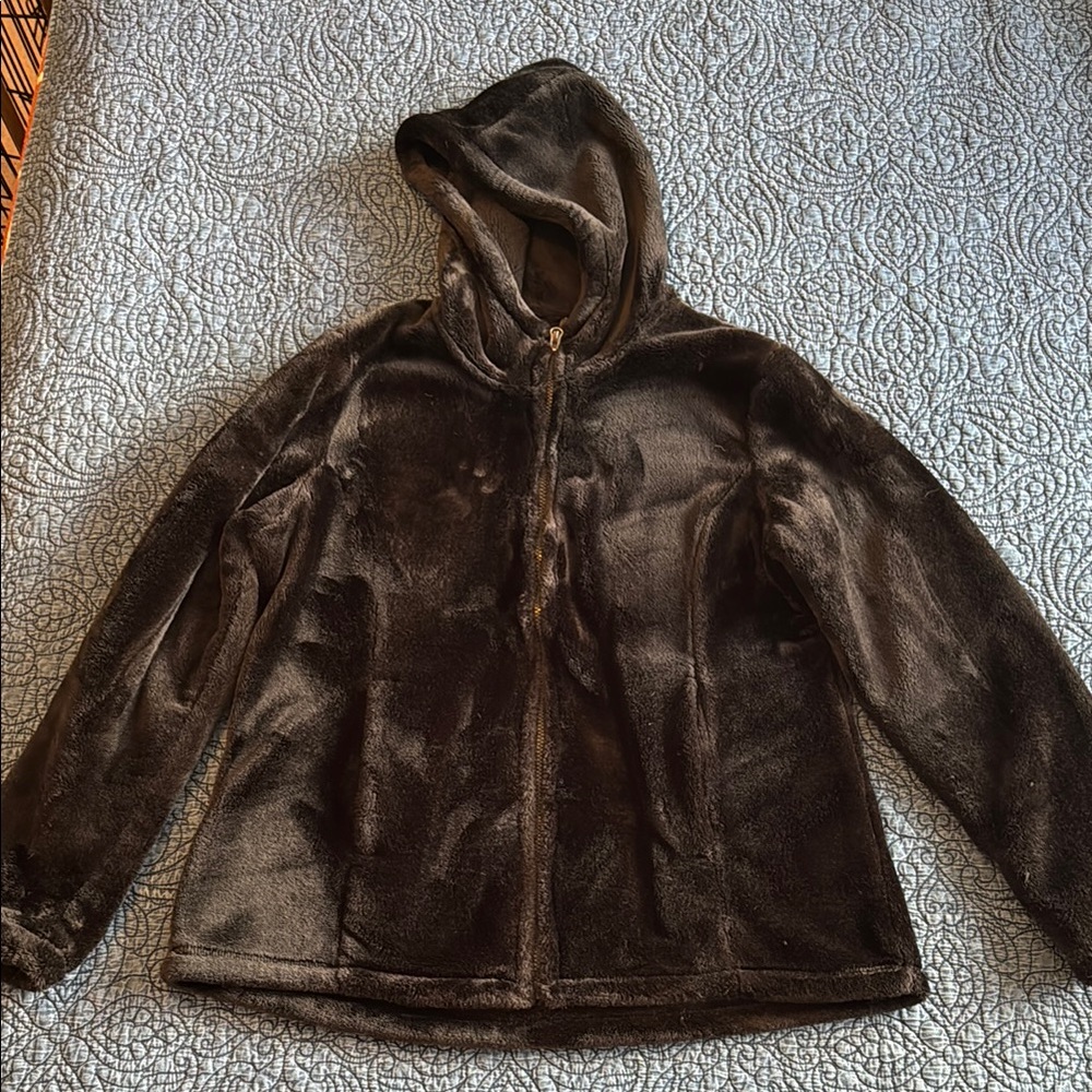Black Faux Fur Hooded Jacket